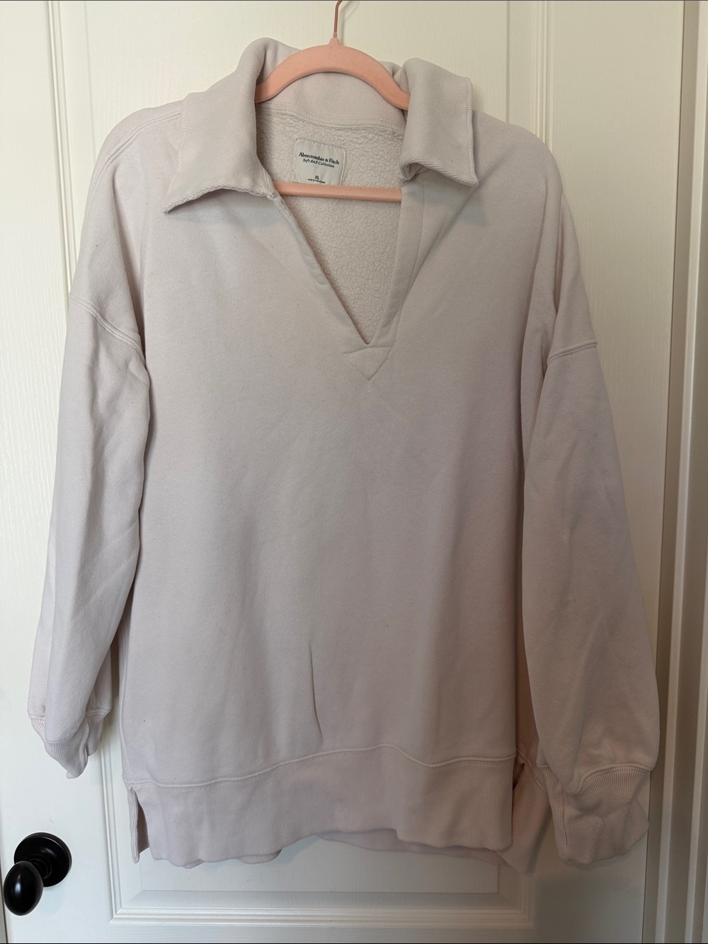Abercrombie & Fitch Cream Sherpa-Lined Pullover